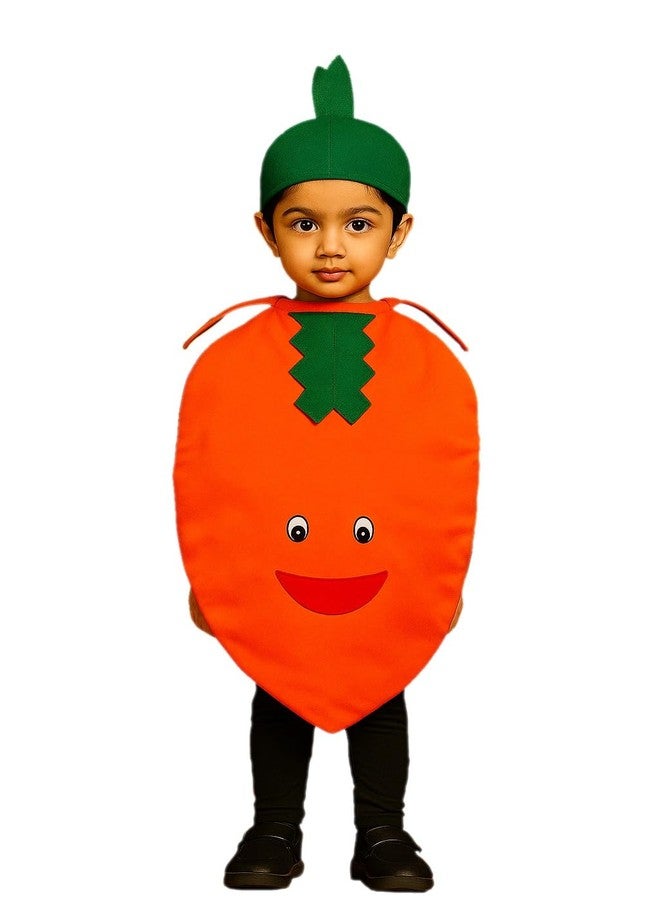 QuickBazaar Fruits & Vegetable Cutout Costume for Kids/Apple, Mango, Banana, Carrot, Brinjal, Tomato, Watermelon & More/Perfect for Fancy Dress Costume & Stage Shows (Carrot Cutout, 6-7 Years) - Image 1